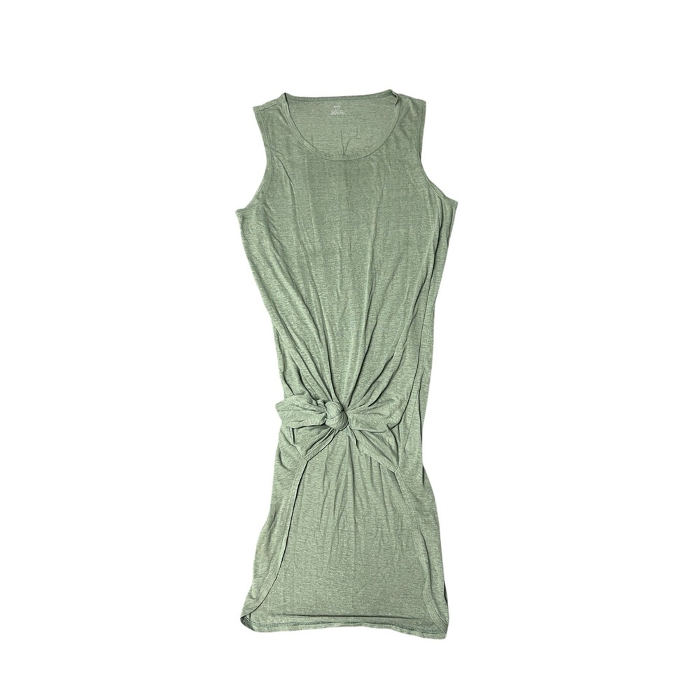 Aerie Women's L Green Sleeveless Knot Front T-Shirt Dress Jersey Midi Casual